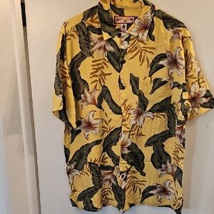 Mens Caribbean Yellow and Green Casual Button Down Shirt